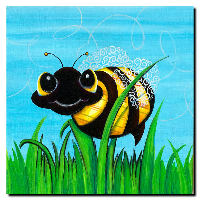 Bee at Play 14-Inch Wood Frame Canvas Art