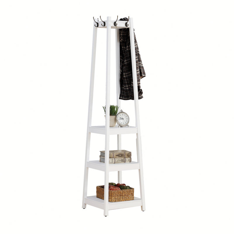 Coat Rack with 3-Tier Storage Shelves