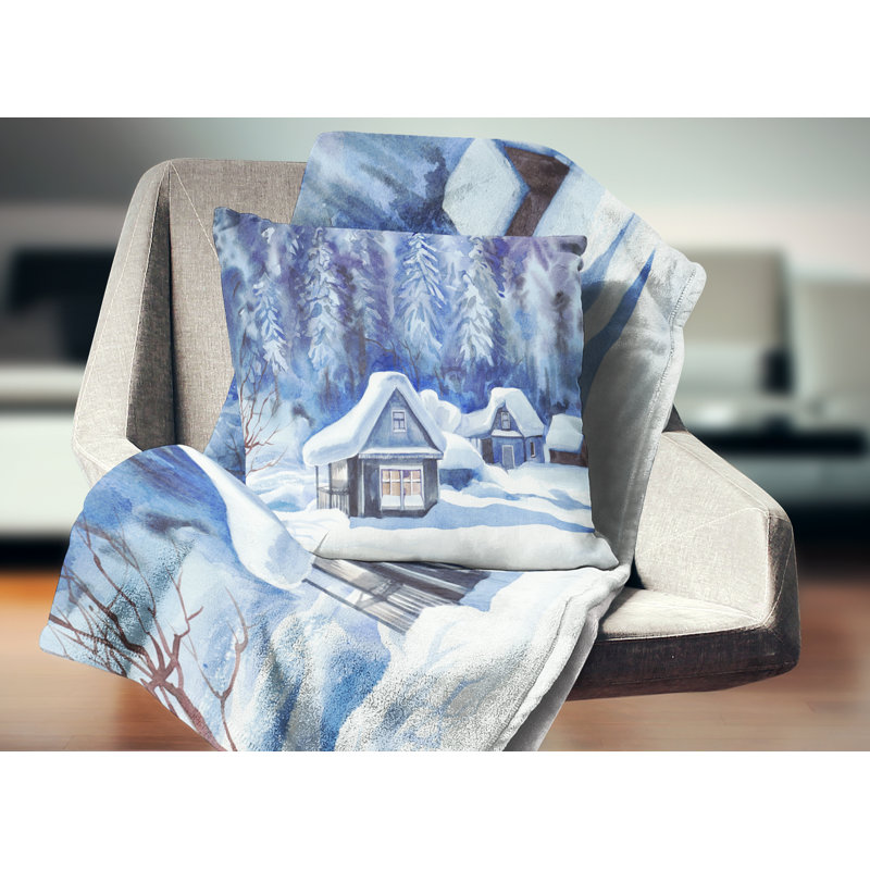 Coussin d'hiver imprimé Schafer, 18" x 18", Coussin décoratif