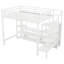 Metal Loft Bed With Tv Cabinet, Stairs & Wardrobe - White Simplicity ' Full Size Stand Efficient Storage-825766793