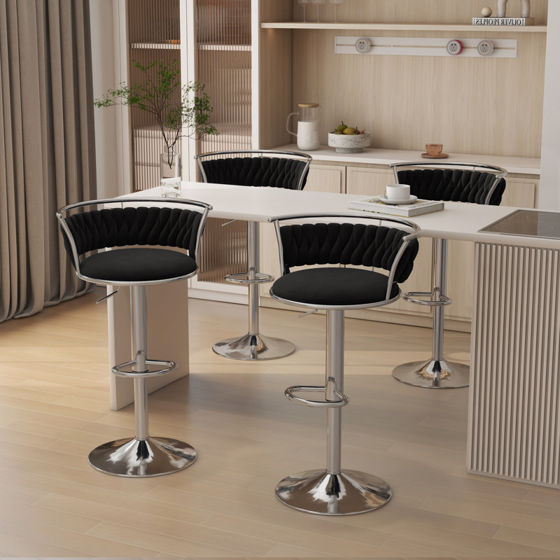 Tabouret de bar Christal, Noir, Argent