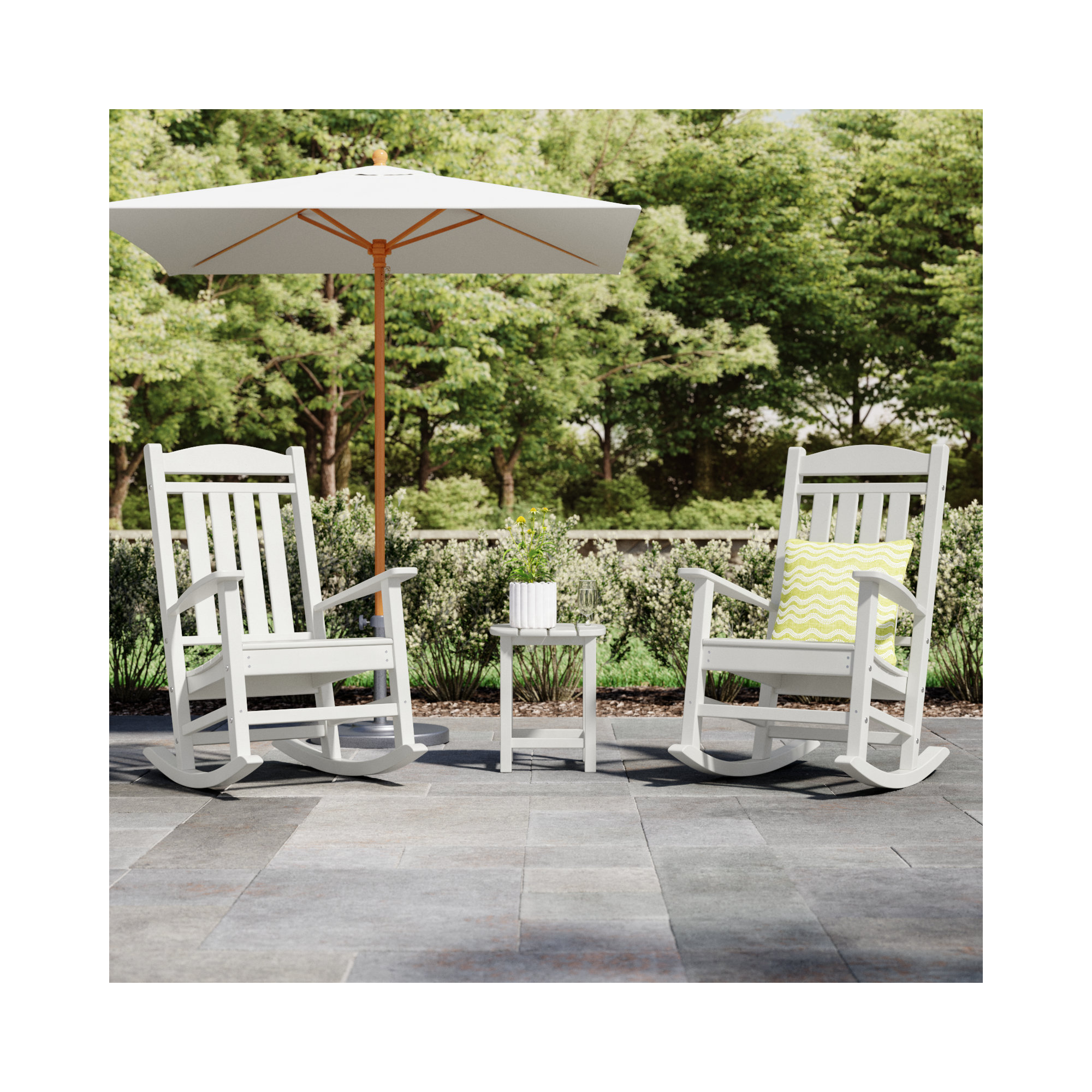 POLYWOOD Presidential Rocker 3-Piece Set, White
