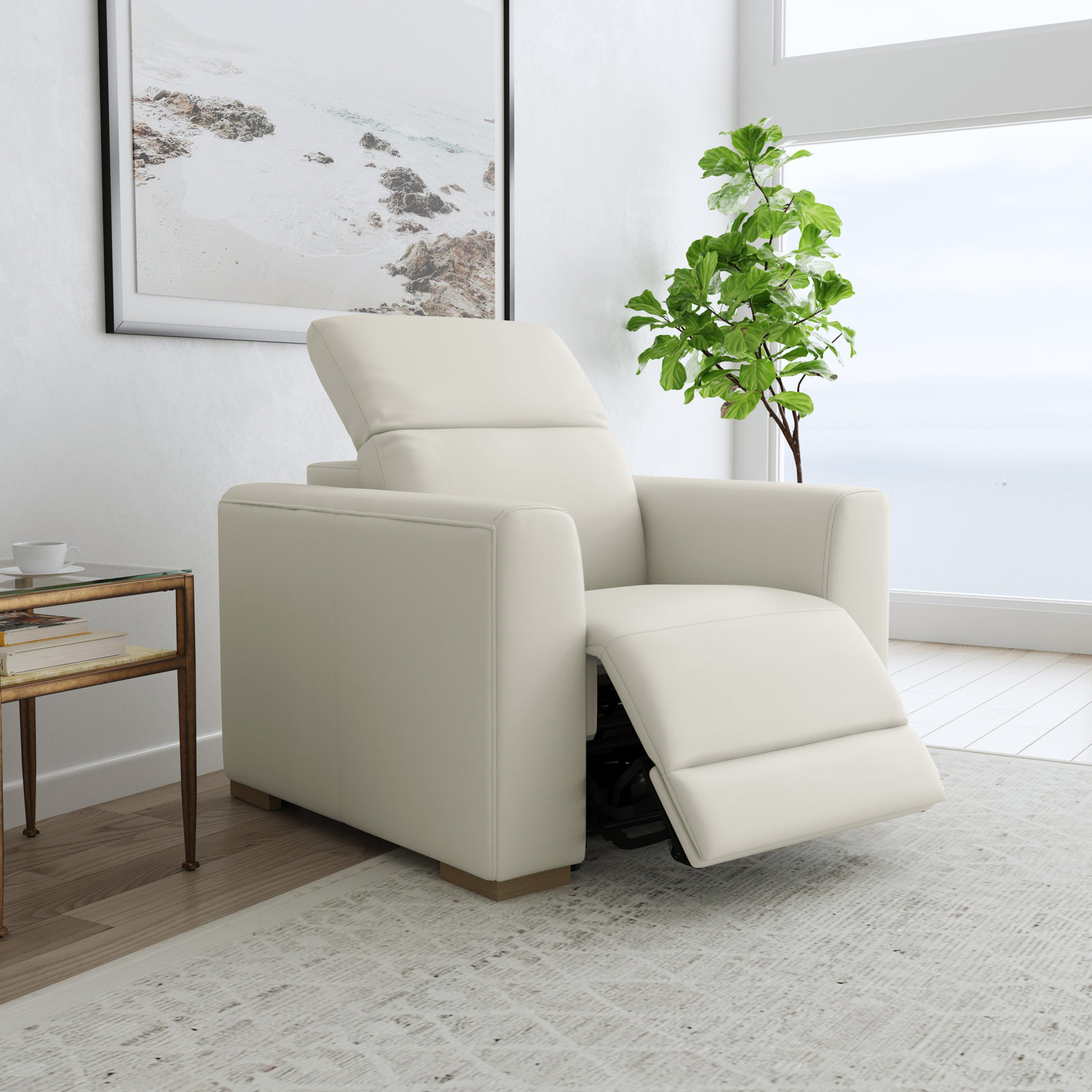 Celeste Power Recliner With Adjustable Power Headrest, Cream