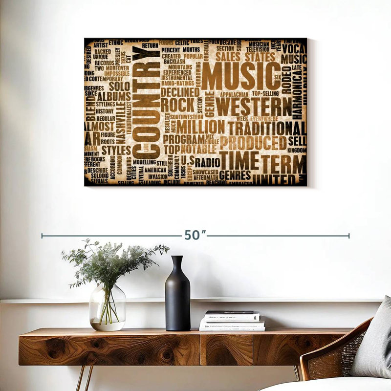 Abarca Country Music Words, H 24 po x l 36 po