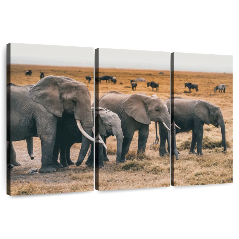 Amboseli Herd Of Elephants, 36" H x 57" W