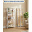 Aucun assemblage requis - bibliothèque de bureau pliante à 5 niveaux - étagère de rangement de bibliothèque rétro - structure en métal robuste, organisateur peu encombrant - structure blanche avec bois naturel, cinq tablettes
