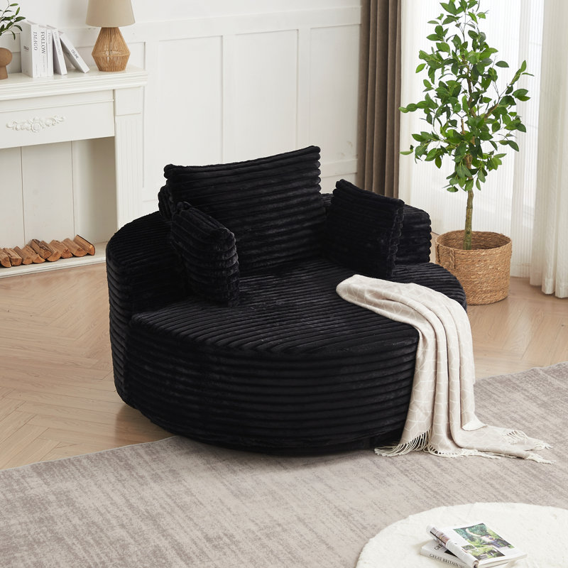 Canapé simple rembourré pivotant à 360 degrés, Black Corduroy, Black