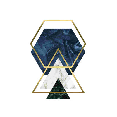 " Marble Geo Shapes Navy "