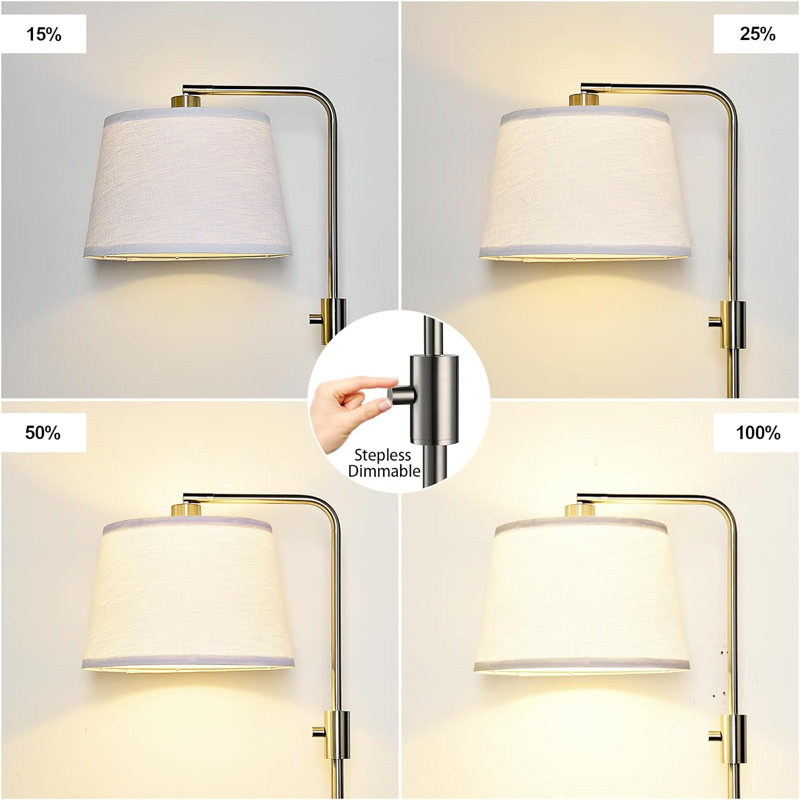 Reeside 65'' LED Arched Floor Lamp with USB, Brushed Nickel