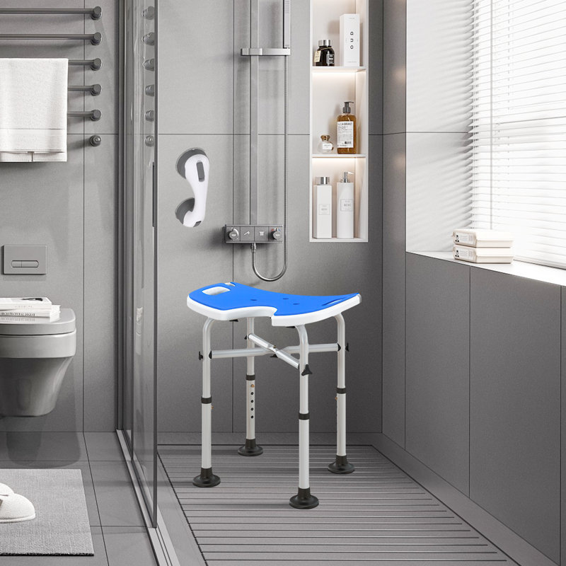 Adjustable 'u' Seat Shower Stool – Comfortable Padded Bath Chair For Seniors, Navy