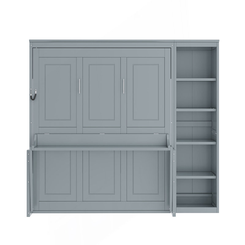 Lit escamotable double avec bureau et bibliothèque