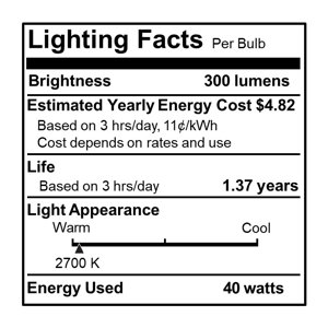40 Watt G30 Dimmable Incandescent Globe Light Bulb 2700K E26/Medium (Standard) Base