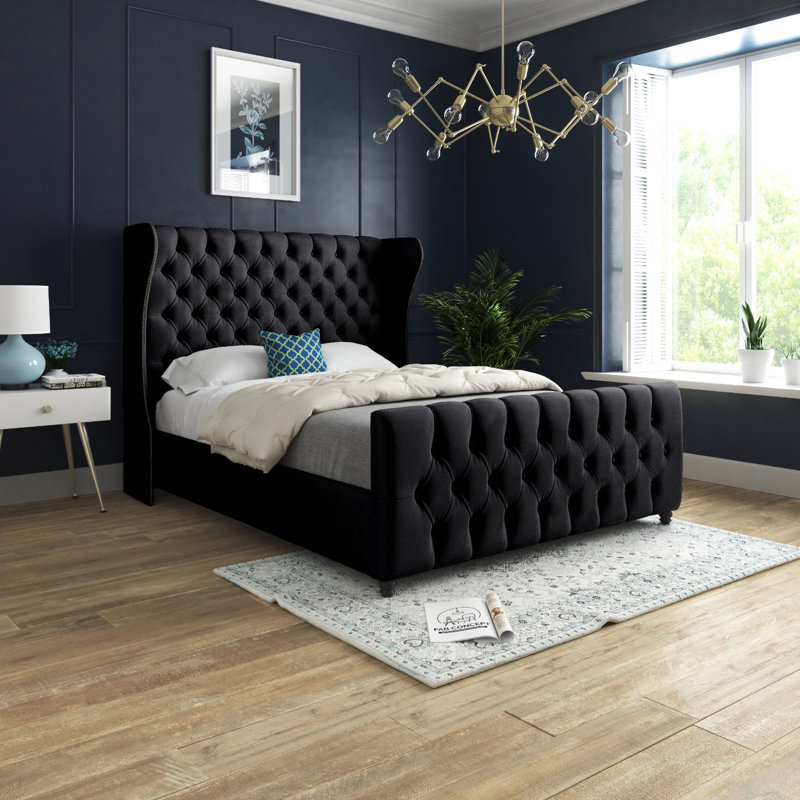 Alecto Upholstered Bed, Small Single (2'6), Black