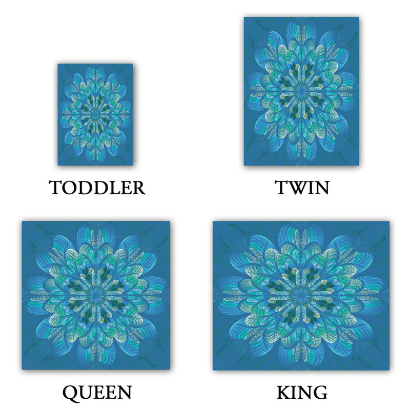 Polyester Floral Duvet Cover, 1 King Duvet Cover + 2 King Shams, Blue/Green