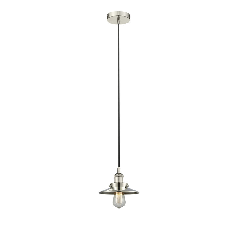 Luminaire suspendu conique à 1 lumière California, Nickel poli, Nickel poli