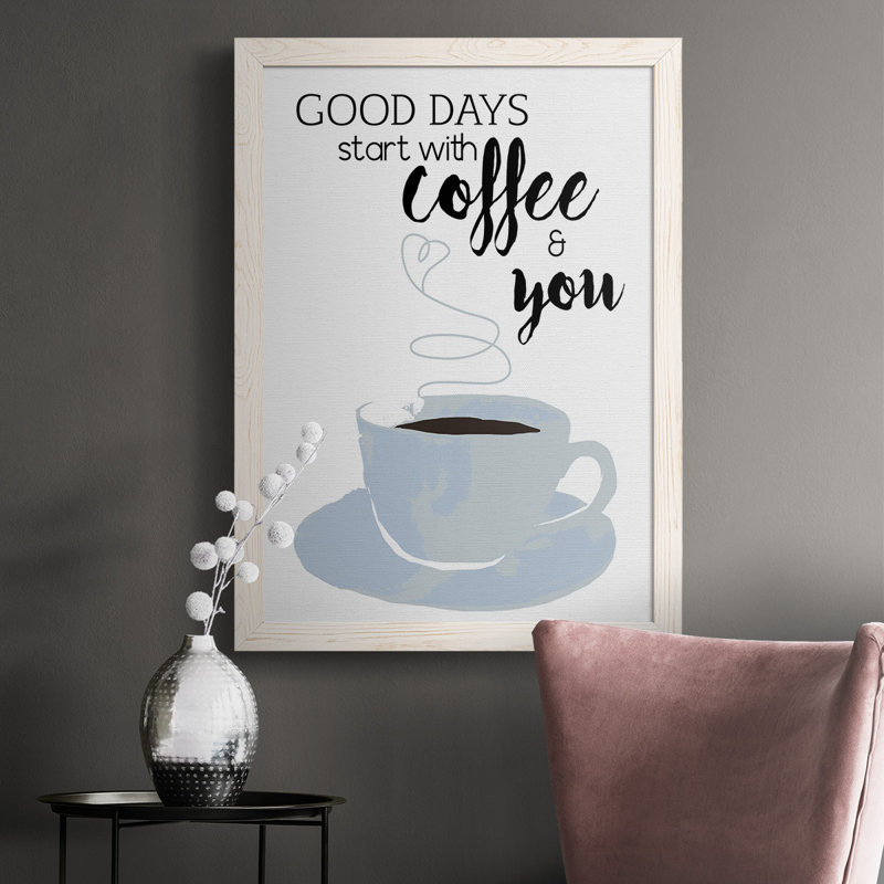 «Lunenburg Start With Coffee & You», reproduction d'art sur toile, Cadre blanc, H 37,5 po x l 27,5 po x P 1 po