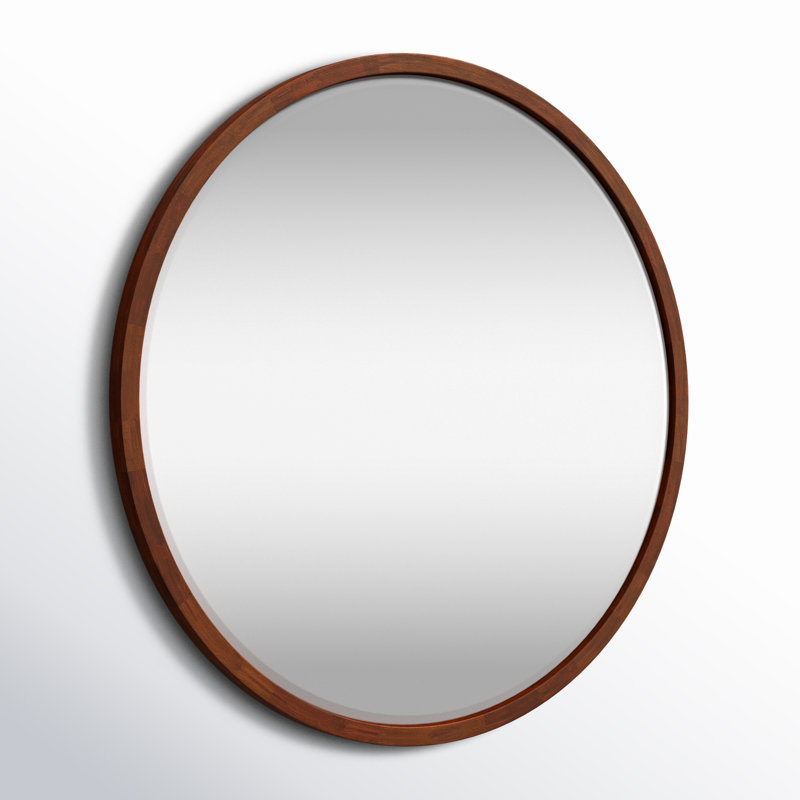 Glover Solid Wood Mirror, Walnut Brown, 24" x 24"