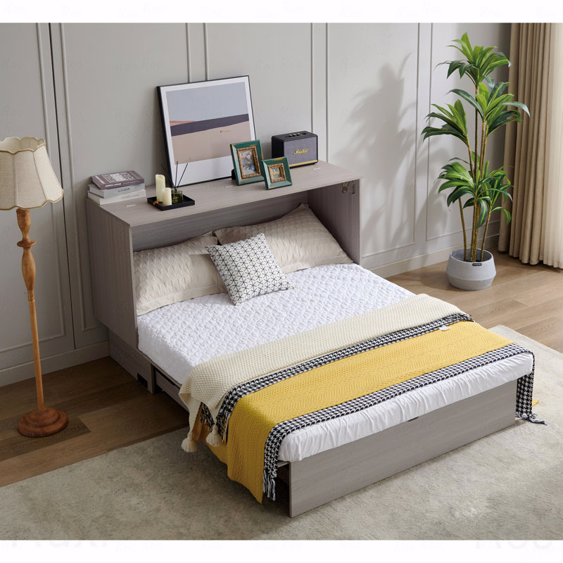 Structure de lit escamotable grand lit, armoire, rangement, USB, tiroirs surdimensionnés