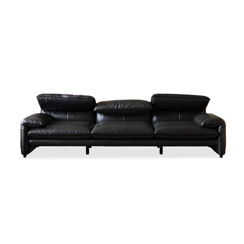 Canapé modulaire noir en cuir véritable, L 106,3 po