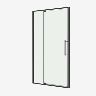 56-60"W X 74"H pivot shower door, open outside, stop at 105 degrees, with 5/16" tempered glass finish Matte Black