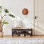  Banc de rangement en bois massif avec coussin et banc de rangement pour hall d'entrée à 2 niveaux-2068853035-2078162658