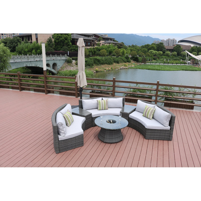 Sidwell 6 - Person Patio Conversation Sets with Cushions, Grey, Grey