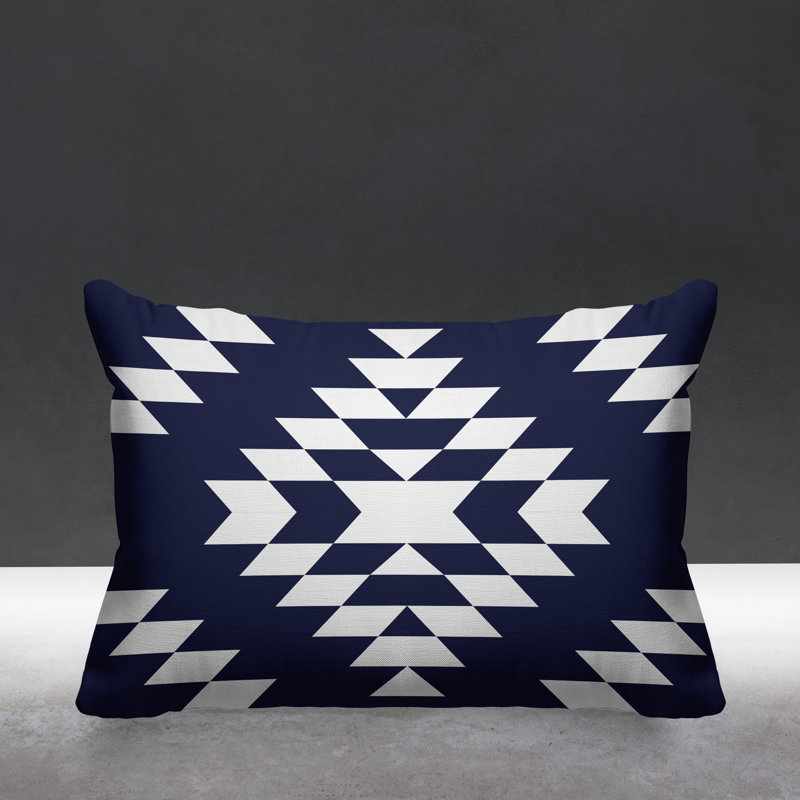 Coussin intérieur / extérieur Chantico Southwestern, 19 po x 19 po, Bleu marine, Carré