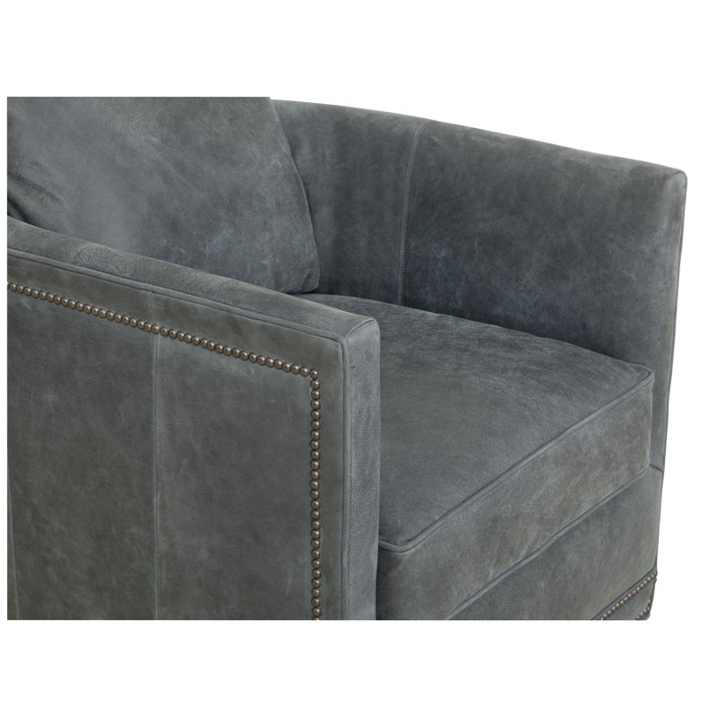 Christine Leather Swivel Armchair, Small Aged Bronze, 1111 Brown