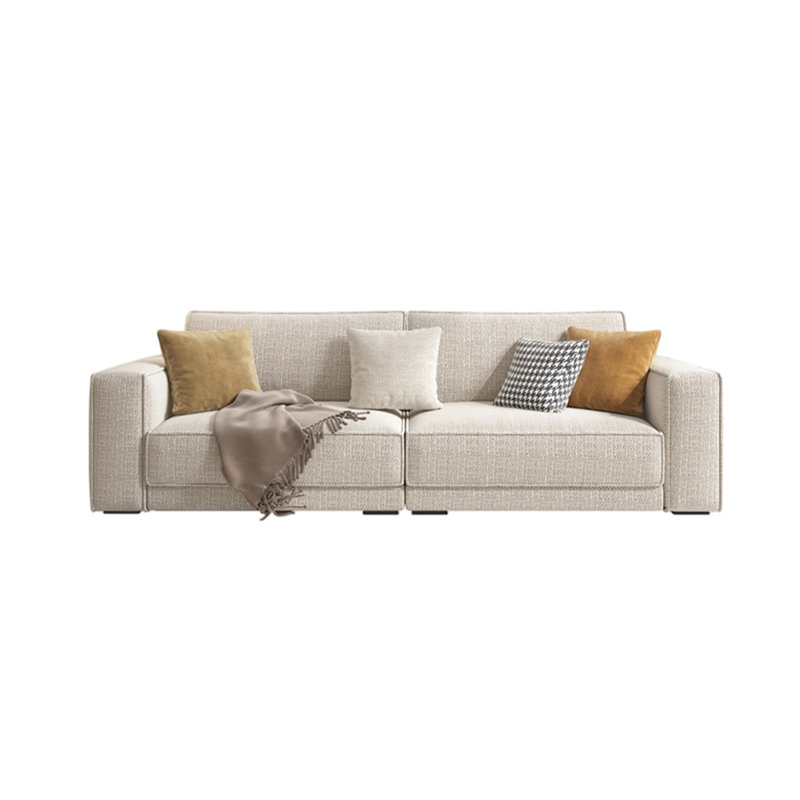 Simple modern cotton and linen sofa, 32.28" H x 86.61" W x 39.37" D, 3