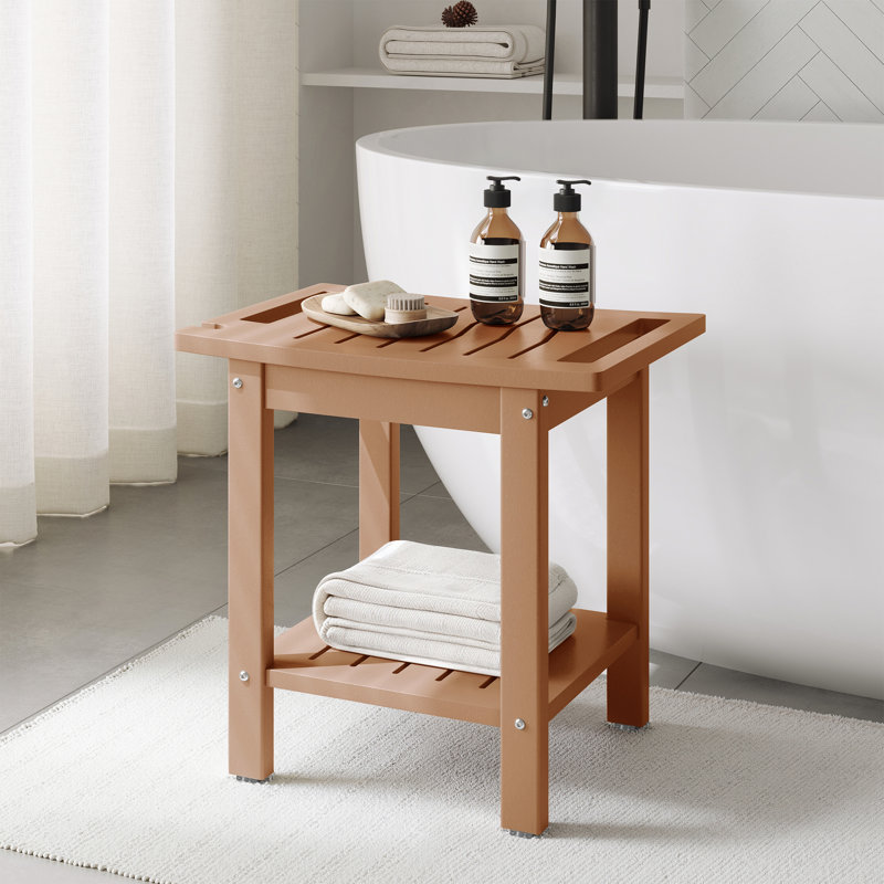 Banc de douche en poly, Brun