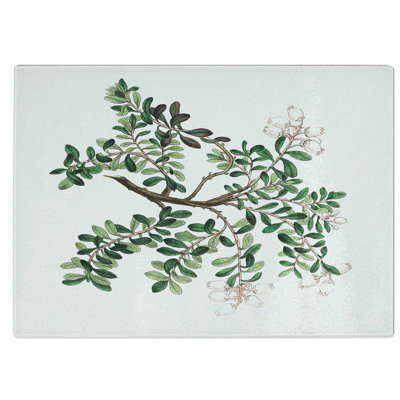 Tempered Glass Bearberry Flowers Illustration Chopping Board