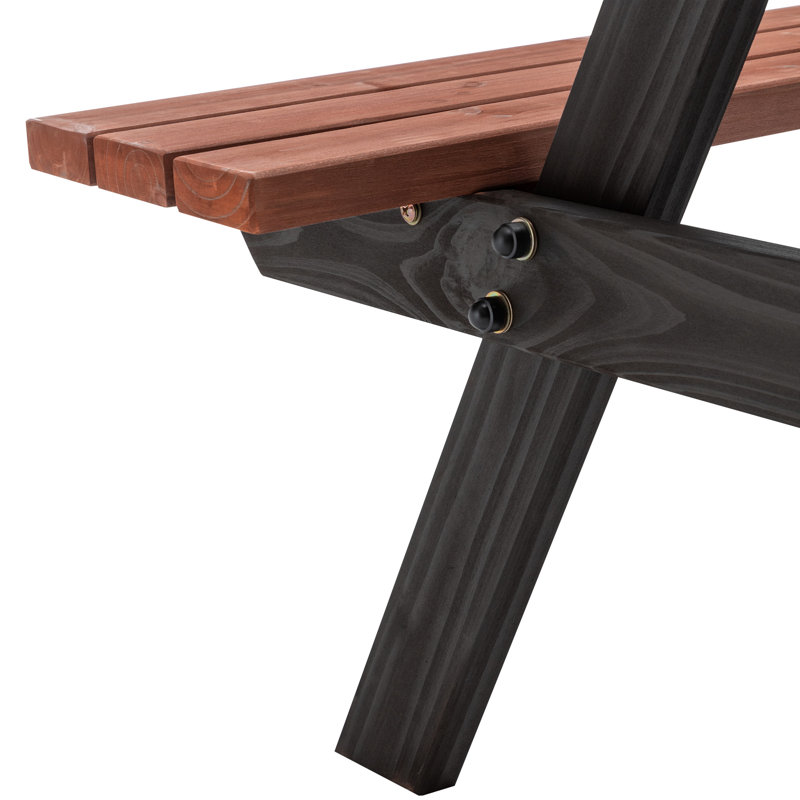 Table de pique-nique 75 "en bois massif pour 8 personnes - Table de salle à manger d'extérieur avec bancs intégrés et trou pour parasol