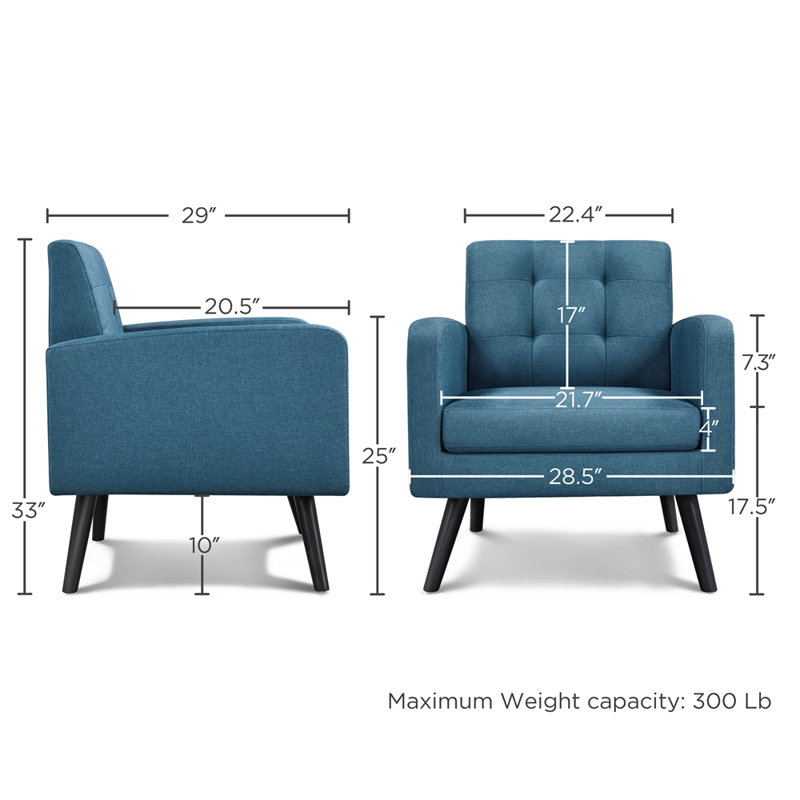 Chaise avec accoudoirs Brandalyn, Mélange de polyester bleu marine
