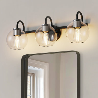 Meuble-lavabo moderne 3 lumières noir Choi Sleek