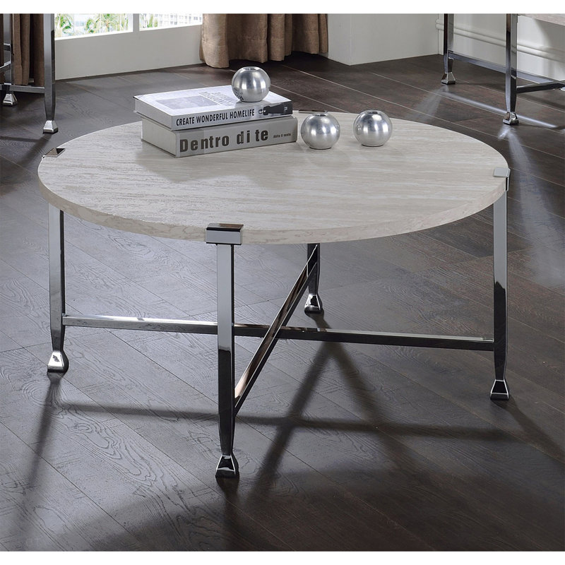 Table basse ronde avec cadre en métal