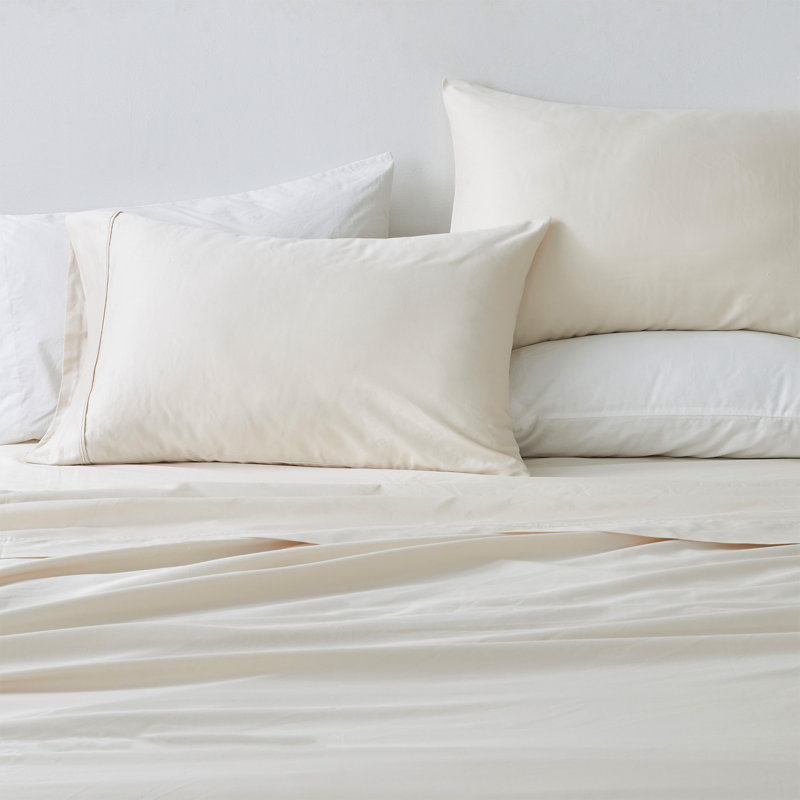 400 Thread Count 100% Cotton Sateen Sheet Set, Queen Sheet Set + 3 Additional Pieces, Natural