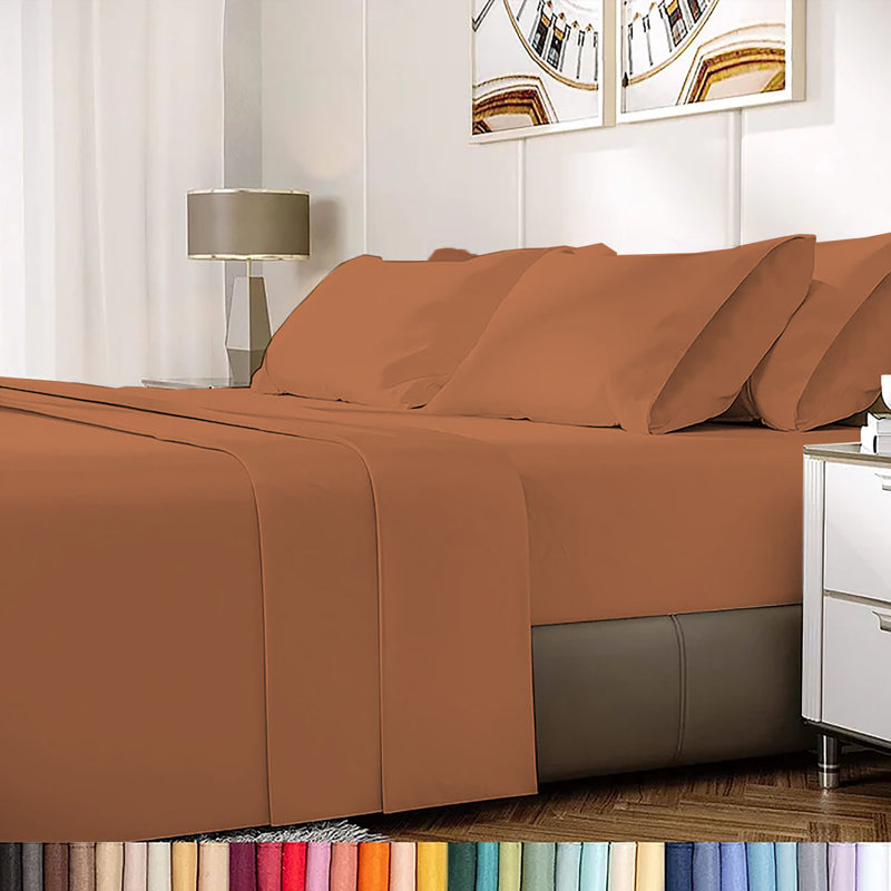 Ensemble de draps en rayonne de bambou 6 pièces , Ensemble de draps pour lit simple + un drap-housse, Grès