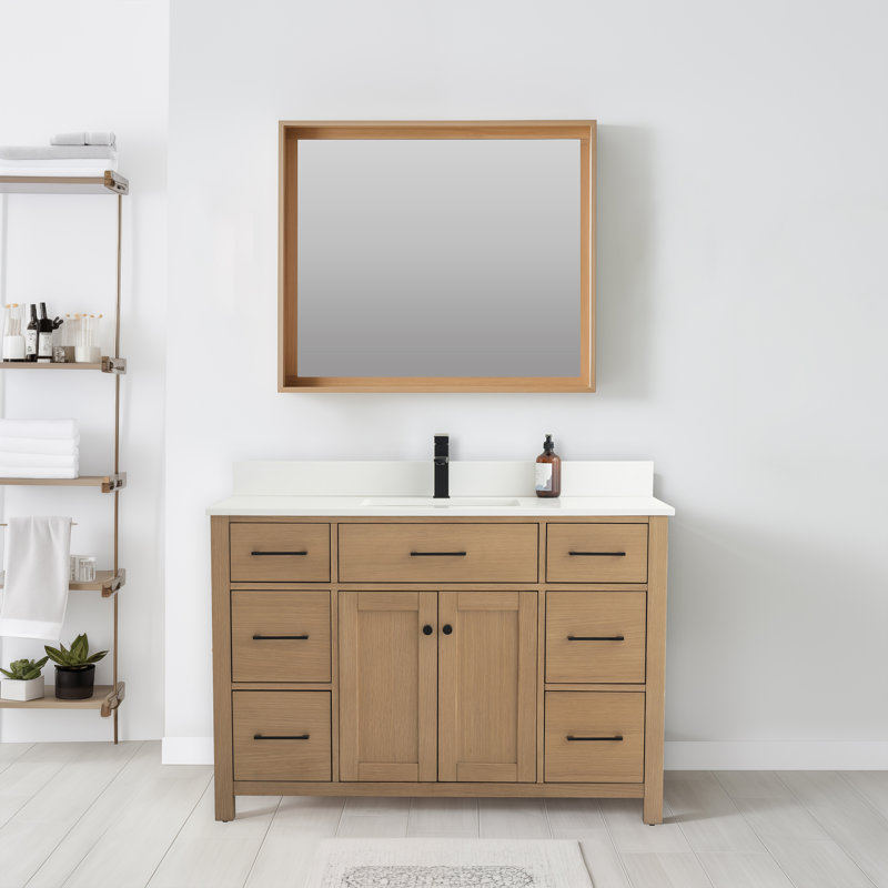 Jacklyn 49" White Oak Freestanding Bath Vanity with Ceramic Basin