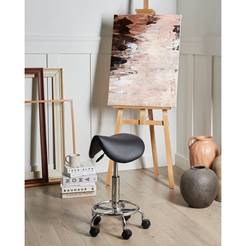 Adjustable Height Ergonomic Active Stool with Footrest, Black