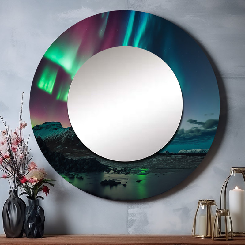 Décoration murale Northern Lights Reflection On The Water V, 29 po x 29 po, Rond