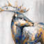 Toile Golden Deer | Décoration de chambre bleue | Art contemporain