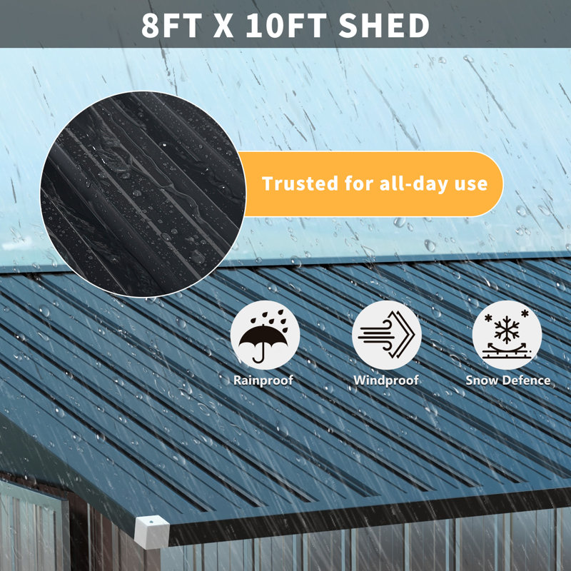 10 ft. W x 8 ft. D Metal Lean-to Storage Shed with Metal Frame Kit