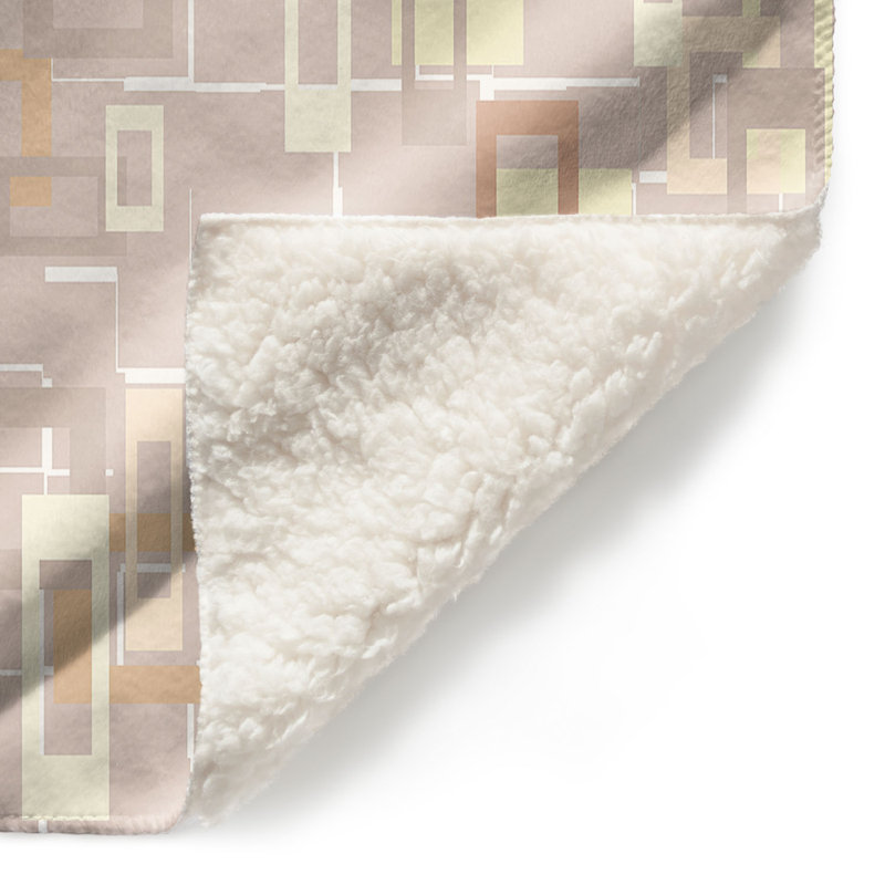 Jeté Mod Squares Creams, l 51 po x L 60 po, Blanc / brun clair / gris