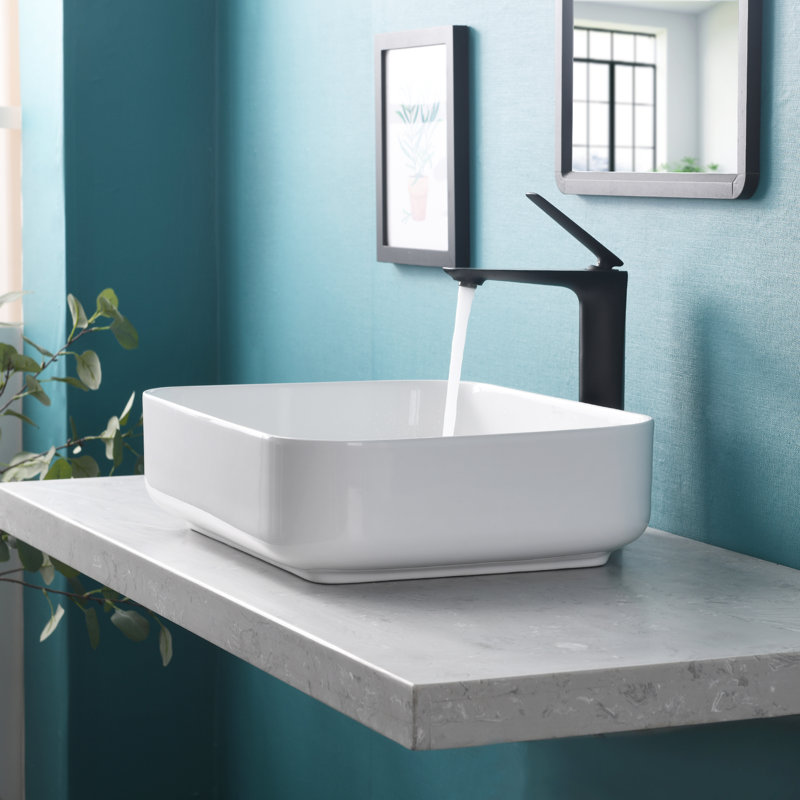 Davivy 15.6'' Ceramic Rectangular Bathroom Sink, White