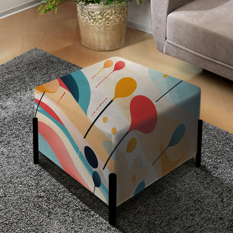 Doux vague de neutralité multicolore abstraite - repose-pieds carré abstrait