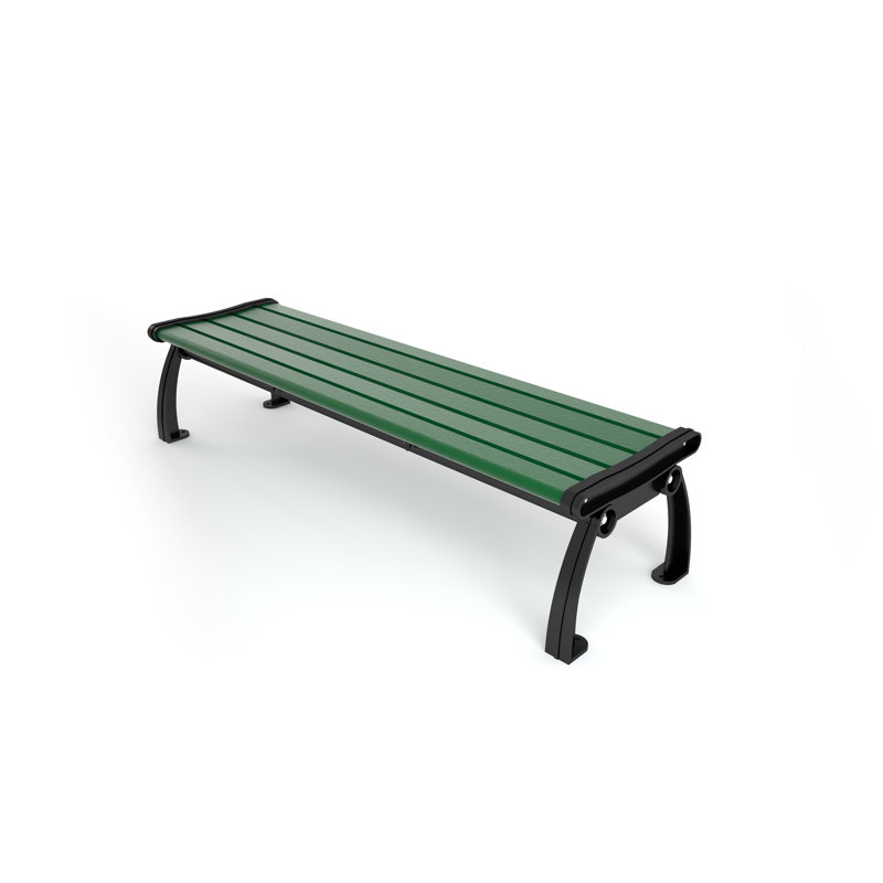 Banc de parc en plastique recyclé sans dossier Heritage, 5 pi, Noir, Vert