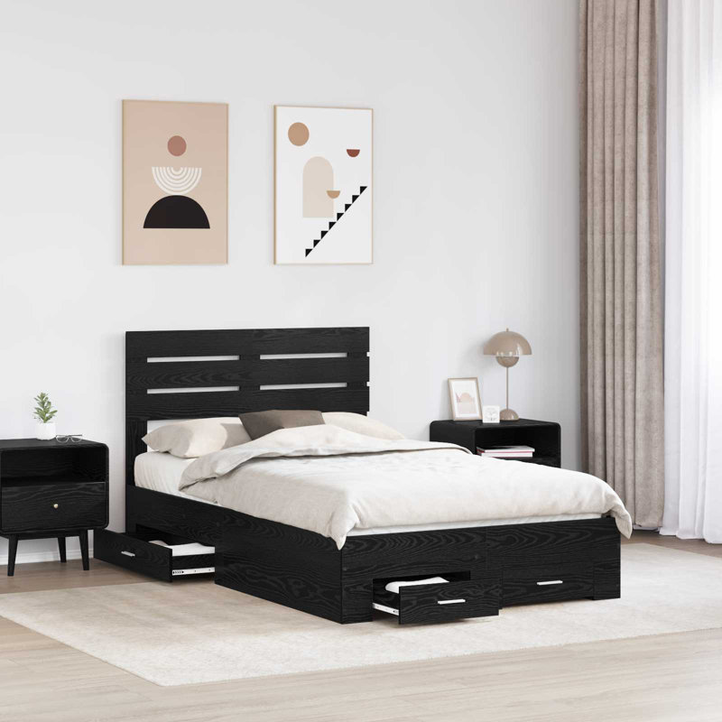 Bed, 140 x 190cm, Black Oak