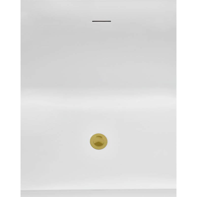 59" Streamlin Soaking Freestanding Tub and Tray With Internal Drain, Brushed Gold