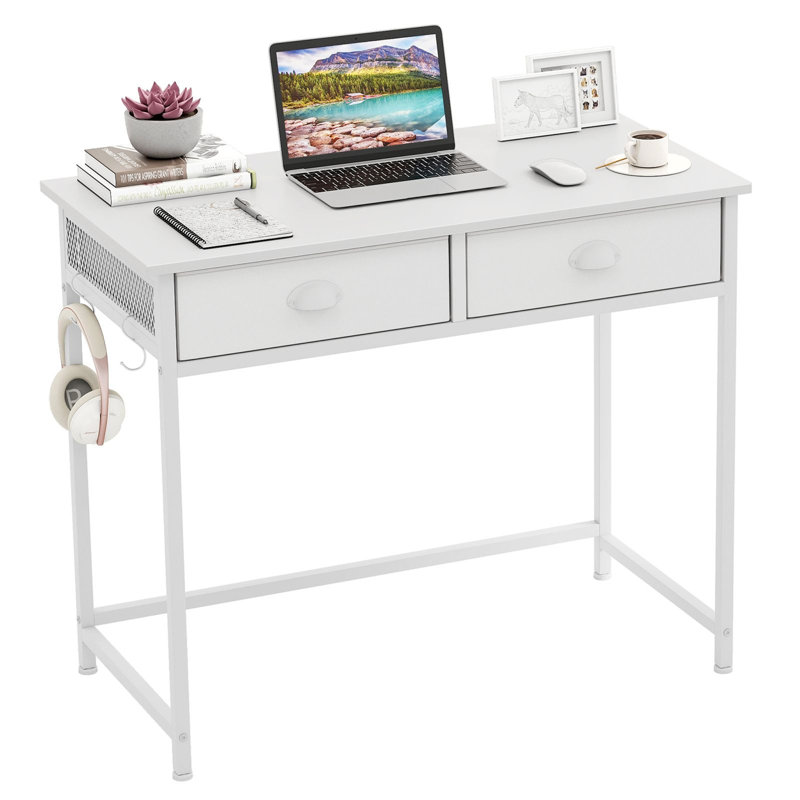 Metal Base Computer Desk, White