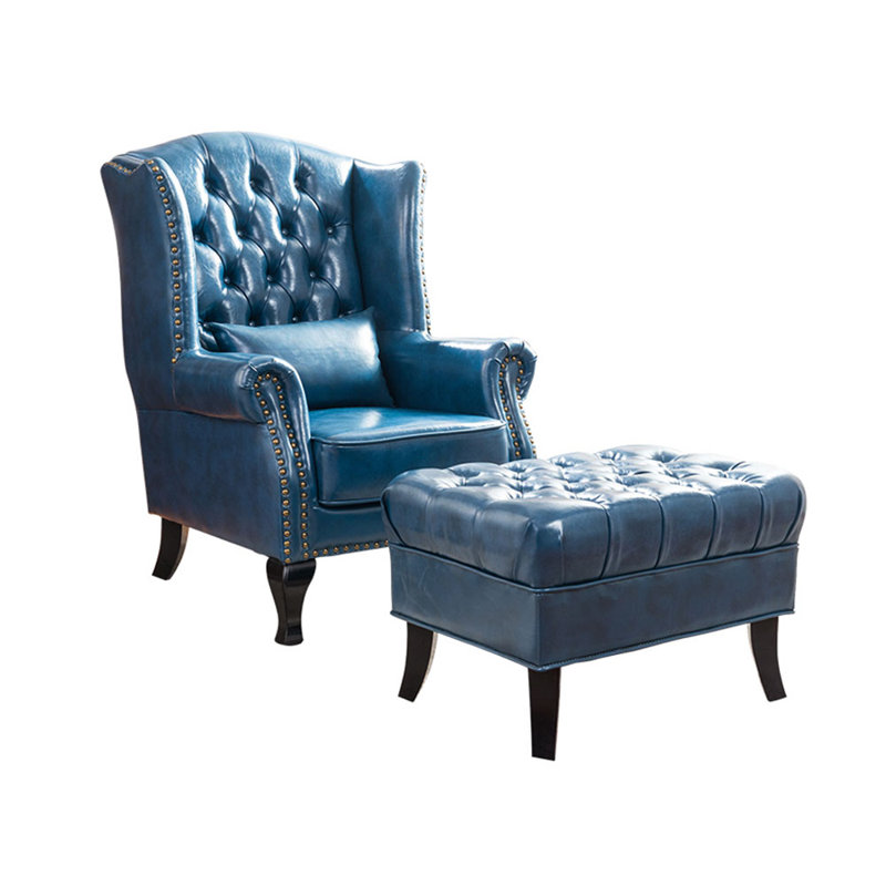 Élégant fauteuil inclinable en similicuir, Similicuir bleu